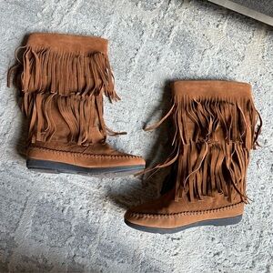 Rampage Capello Brown Suede Fringed 2 Tiered Boots‎ Moccasins Size 7m
Womens